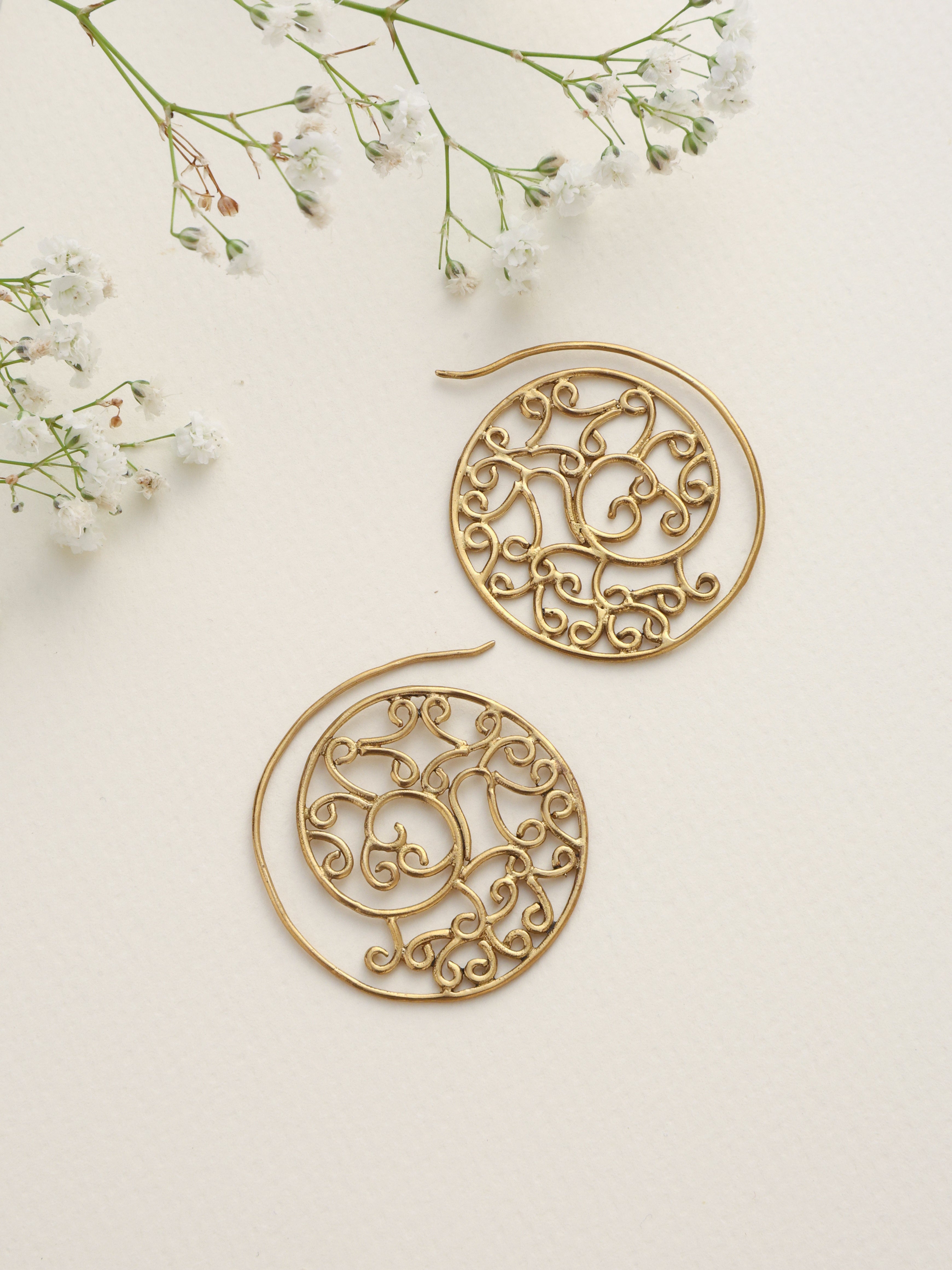 trueBrowns Brass Circular Swirl Earrings - Distacart