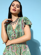 InWeave Women's Soft Green Tiered Short Dress - Distacart