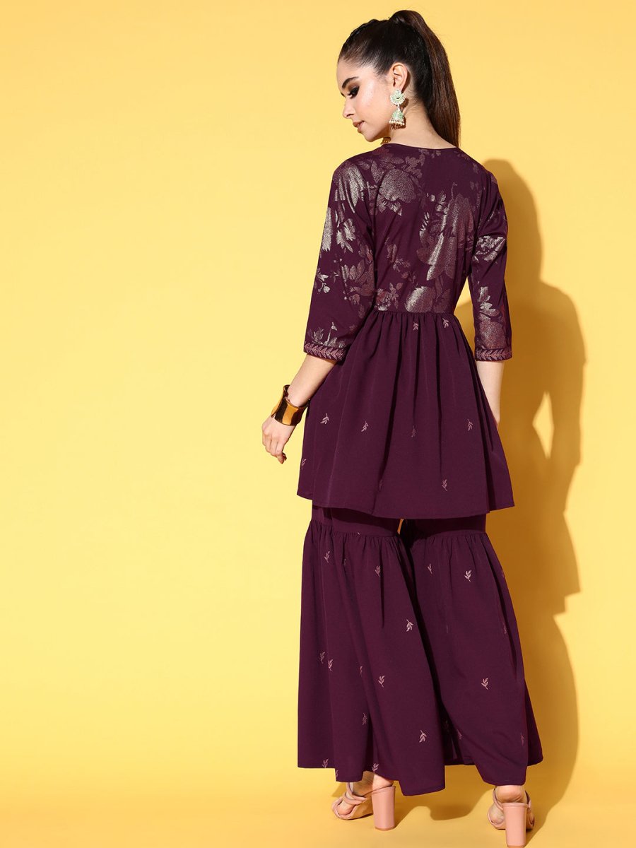 Ahalyaa Women Floral Printed Kurti with Sharara