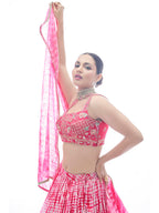 Myra Pink Jaquard Embroidered Designer Lehenga