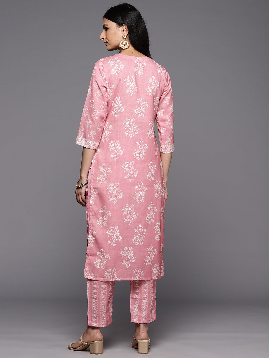 KSUT (House of Varanga) Pink Digital Printed Kurta Paired With Printed Straight Trouser - Distacart