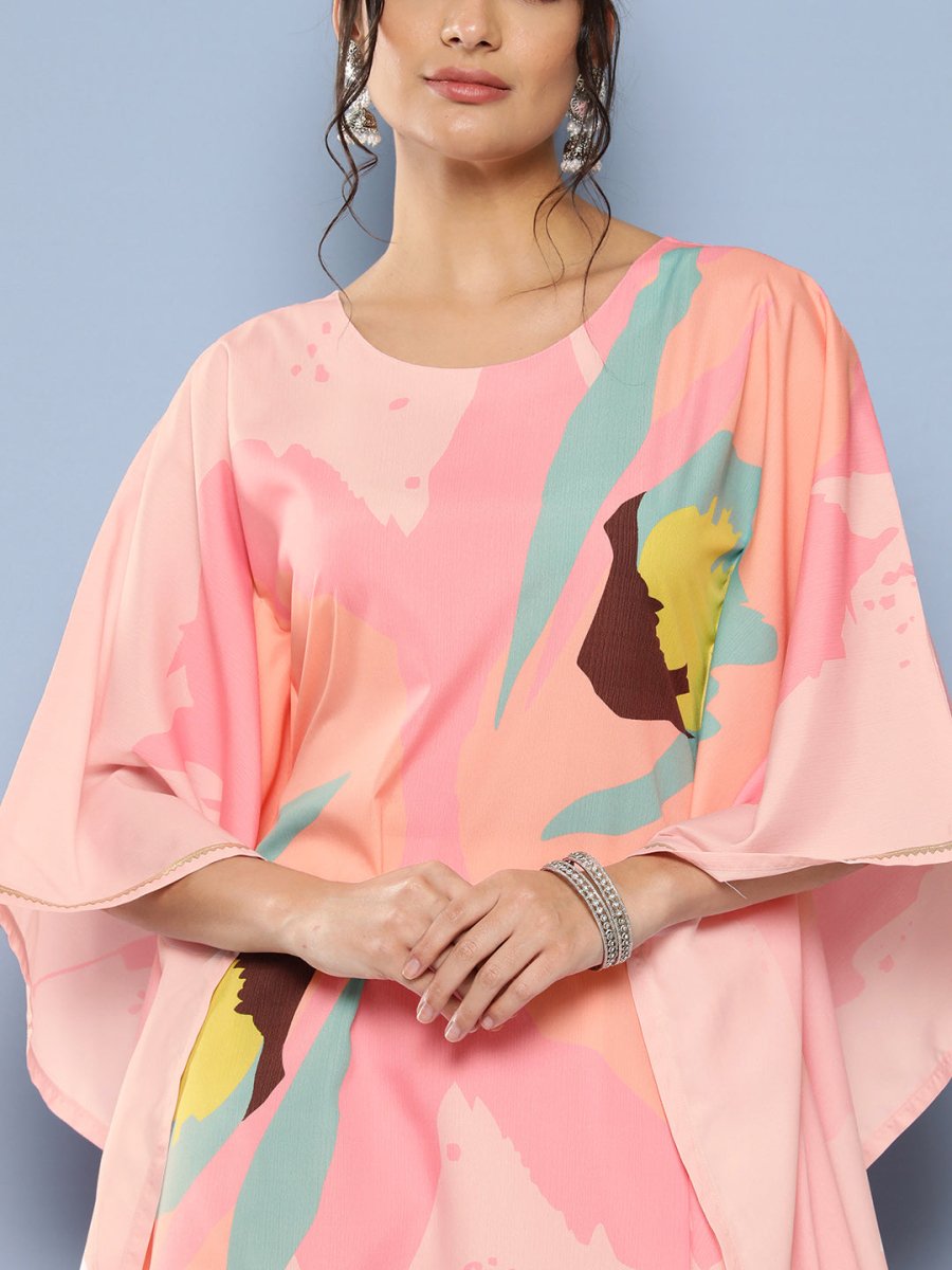Ahalyaa Women Pink Printed Gotta Patti Kurta with Palazzos