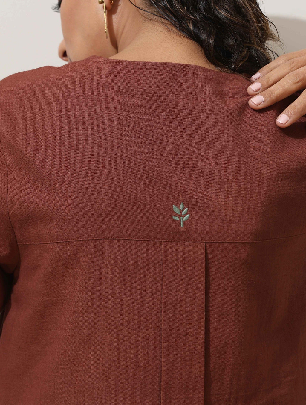 trueBrowns Brown Cotton Linen Kurta Pant Set - Distacart
