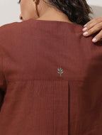 trueBrowns Brown Cotton Linen Kurta Pant Set - Distacart