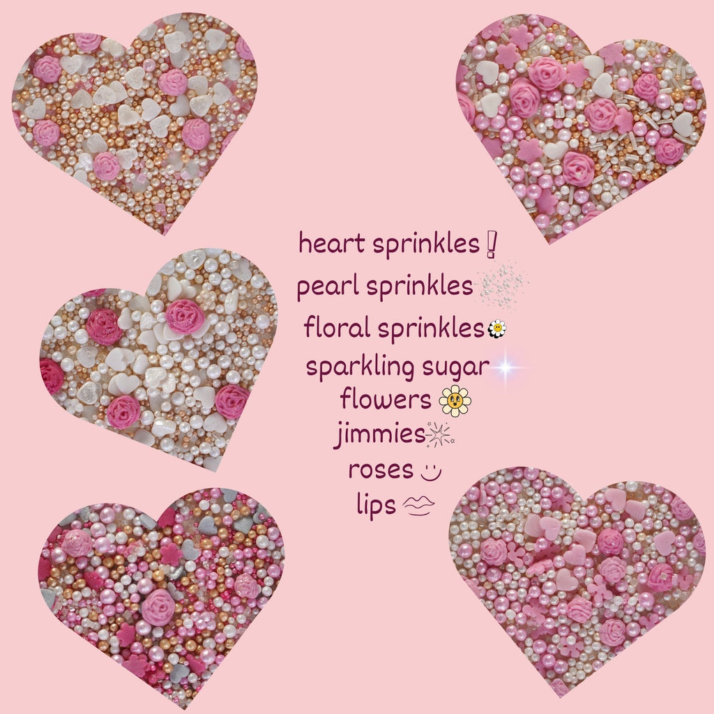 confect pink mini roses lips i silver hearts vermcelli and white pearls anniversary sprinkles sprinkles for baking cake decorative edible sprinkles mix pack of 5