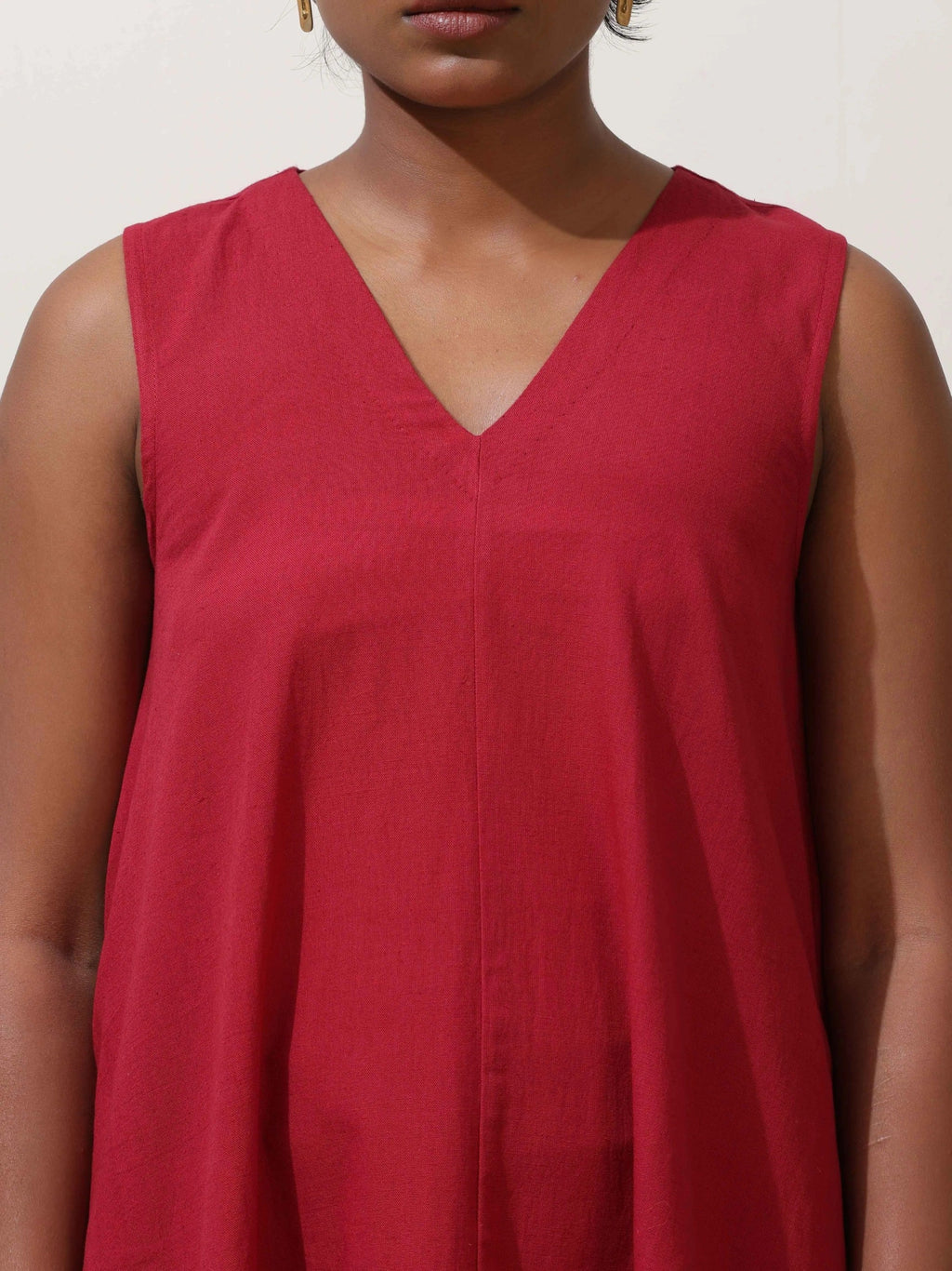 trueBrowns Maroon Cotton Linen Dress - Distacart