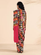 trueBrowns Cola Pink Muslin Ikat Saree