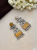 trueBrowns Silver Tone Yellow Stone Earrings - Distacart