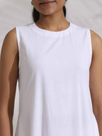 trueBrowns White Cotton Schiffli Tier Dress - Distacart
