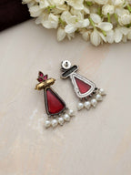 trueBrowns Silver Gold Tone Petal Dangle Earrings - Distacart