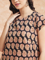 InWeave Women's Black Small Paisley Kalamkari A Line Dress - Distacart