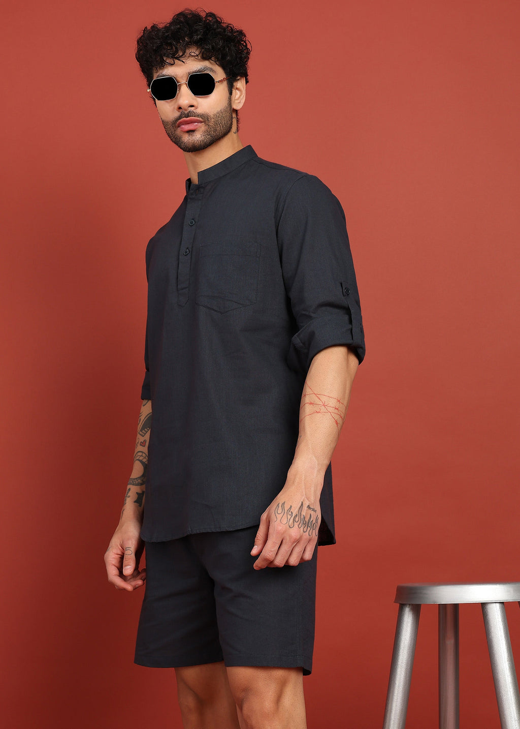 Fabmade Onyx Noir Short Kurta Co-Ord Set