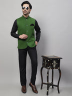 Even Apparels Men's Green Pure Wool Nehru Jacket