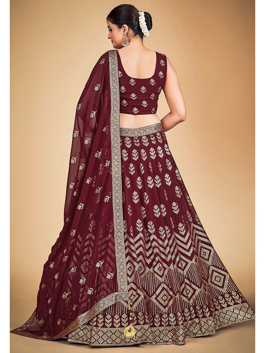 Myra Maroon Georgette Real Georgette Lehenga Choli