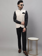 Even Apparels Men's Cream Pure Wool Nehru Jacket