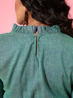 InWeave Women's Teal Blue High Neck Crop Top