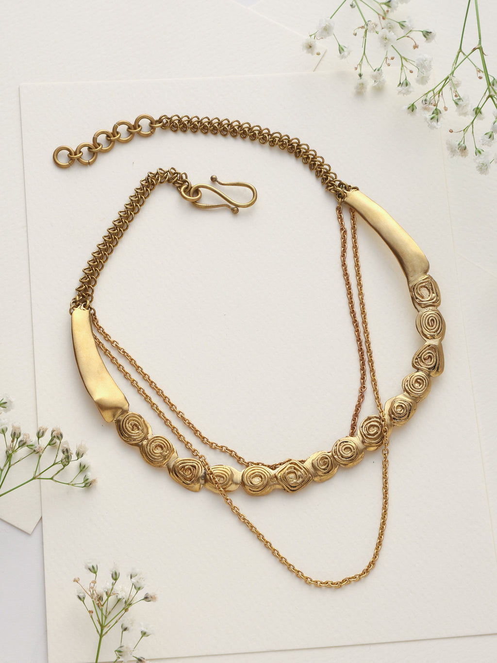 trueBrowns Brass Rose Layererd Necklace