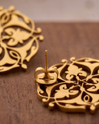 trueBrowns Gold-Polished Leaf Earrings - Distacart