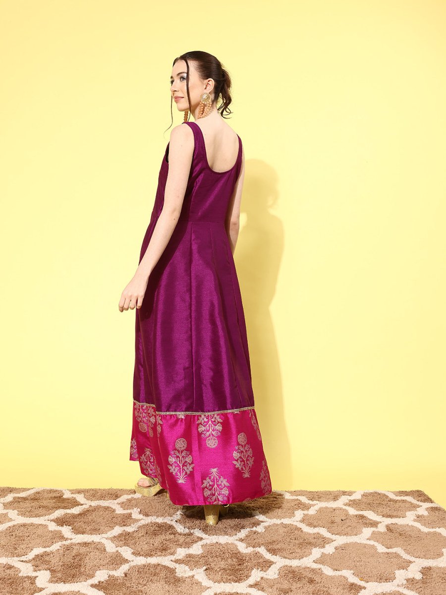 Ahalyaa Ethnic Motifs Printed Maxi Dress - Distacart
