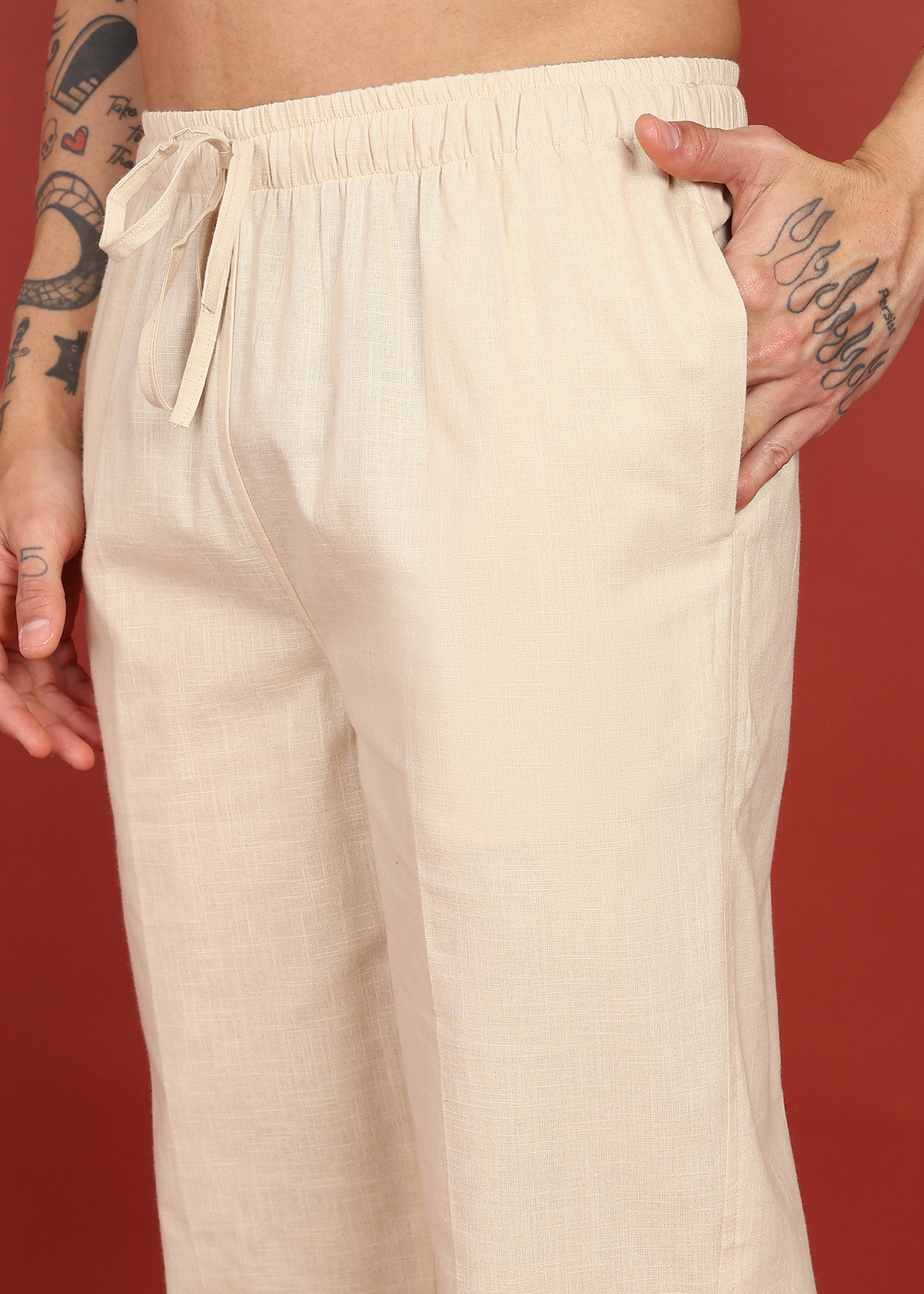 Fabmade Ivory Comfort Linen Pyjama