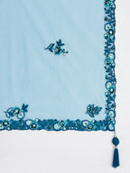 House of Panchhi Teal Net Sequins, Mirror And Thread Embroidery Lehenga Choli & Dupatta