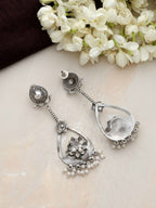 trueBrowns Silver Tone Floral Chandbaali Earrings - Distacart