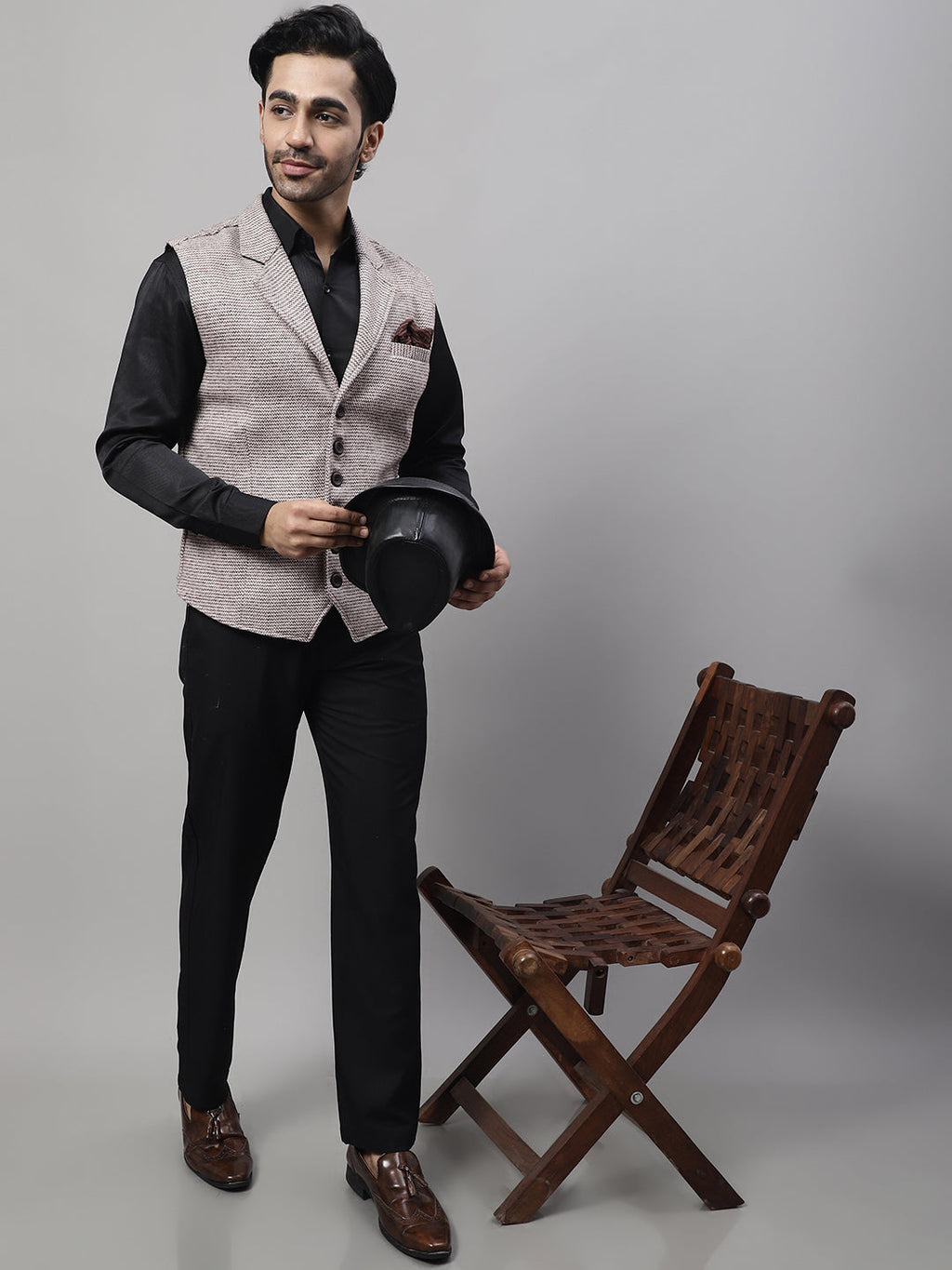 Even Apparels Men's Cream Pure Wool Nehru Jacket