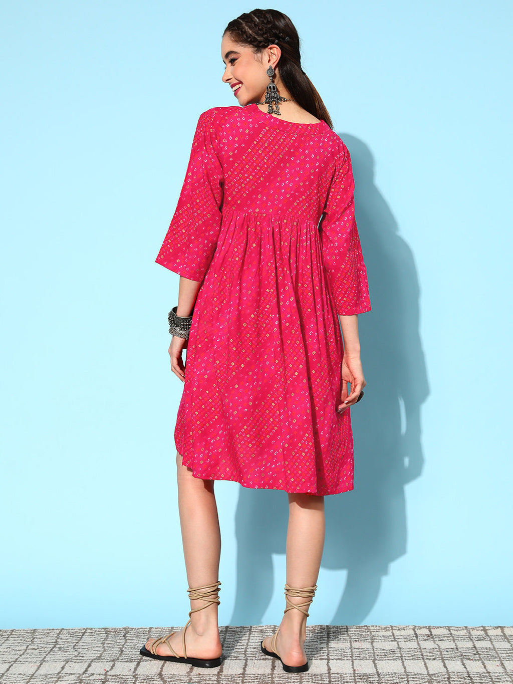 InWeave Women's Maroon Ethnic Motif Short Dress - Distacart