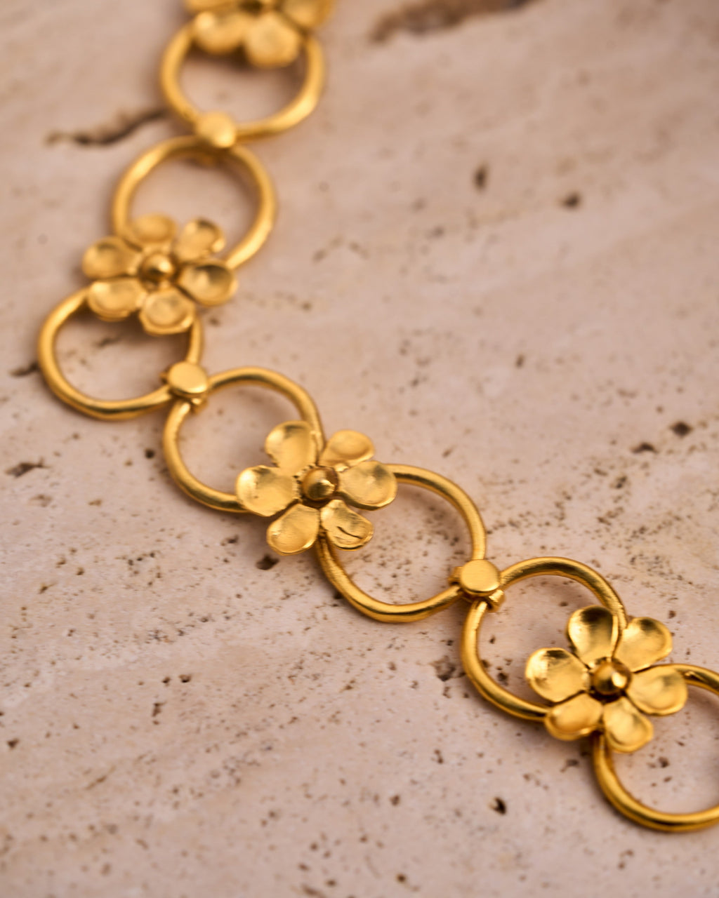 trueBrowns Gold-Polished Floral Necklace