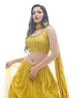 Myra Mustard Art Silk Designer Lehenga