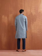 trueBrowns Men's Blue Chanderi Kurta