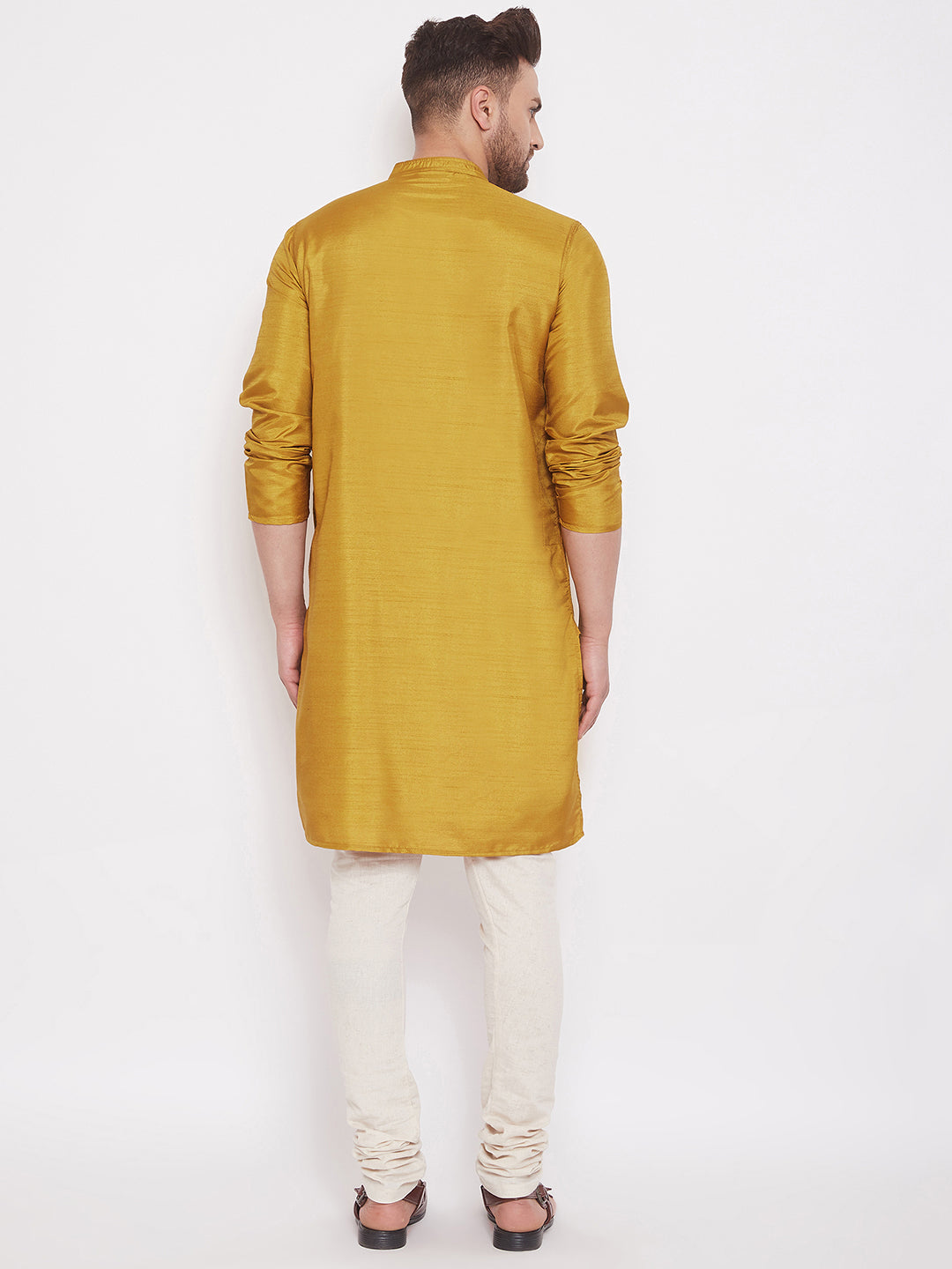 Even Apparels Beige Pure Cotton Kurta With Band Collar - Distacart
