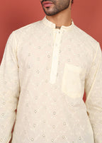 Fabmade Ivory Noor Dotted Short Kurta