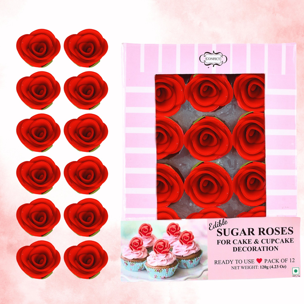 sugar flowers for cake cupcake decoration red 120 gms