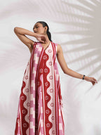 trueBrowns Pink Cotton Abstract Print Dress - Distacart