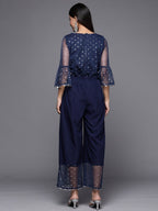 Ahalyaa Printed Bell Sleeves Crepe Basic Jumpsuit With Waist Tie-Ups - Distacart