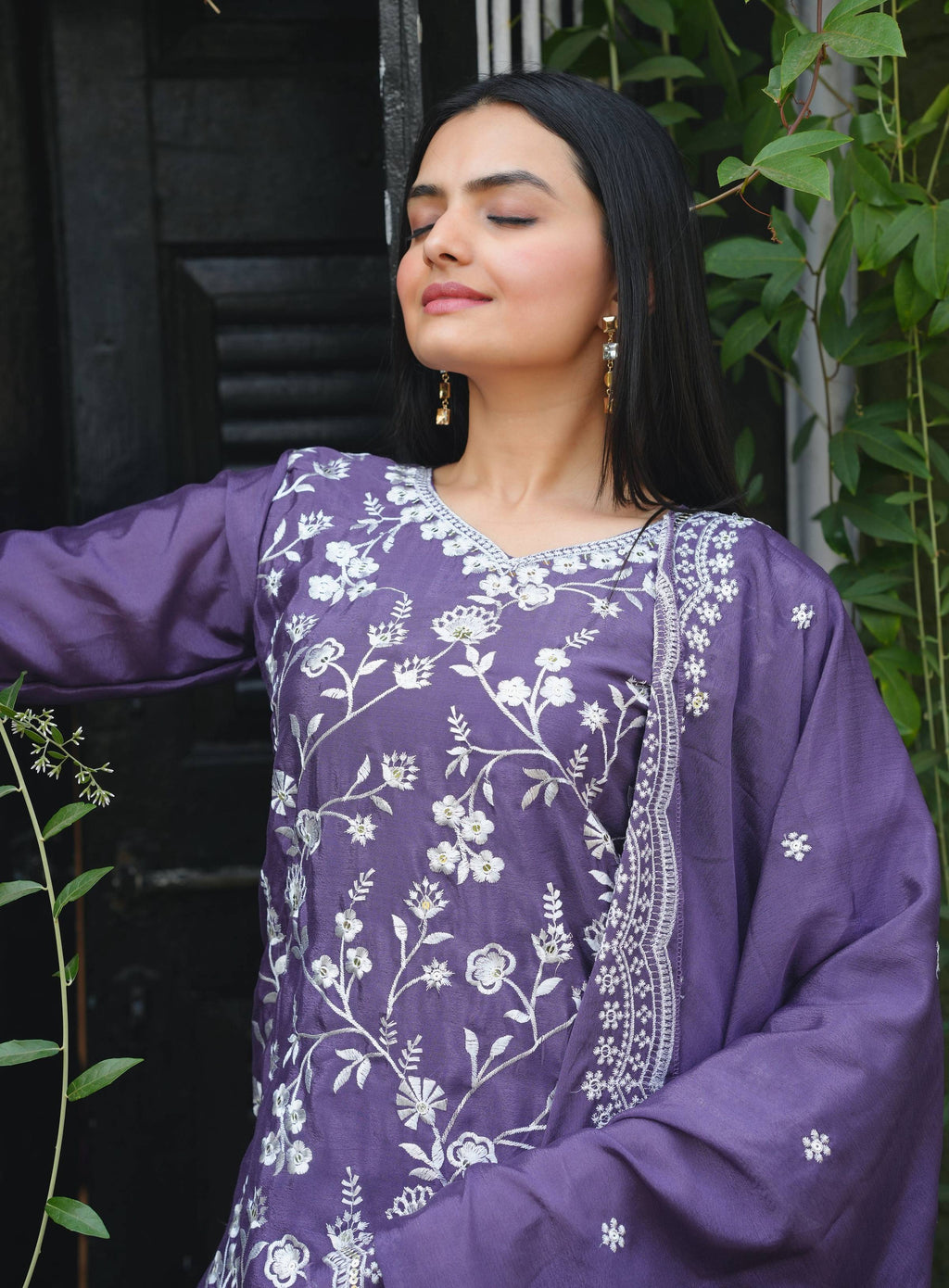 Yash Enterprise Alluring Sequence Embroidered Work Lavender Silk Readymade Salwar Suit - Distacart