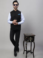 Even Apparels Men's Black Nehru Jacket With Welt Pockets