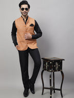 Even Apparels Men's Orange Nehru Jacket With Welt Pockets