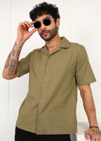 Fabmade Olive Breeze Linen Shirt