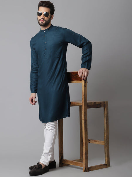 Even Apparels Green Kurta With Band Collar