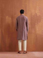 trueBrowns Men's Purple Cotton Dobby Kurta