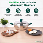 The Indus Valley 14 Pit Tri-Steel Multi Pot Premium Stainless Steel Idli/ Momo Maker/  Veg Steaming Set, Tri-ply Induction Bottom, 2 Plates, 27cm