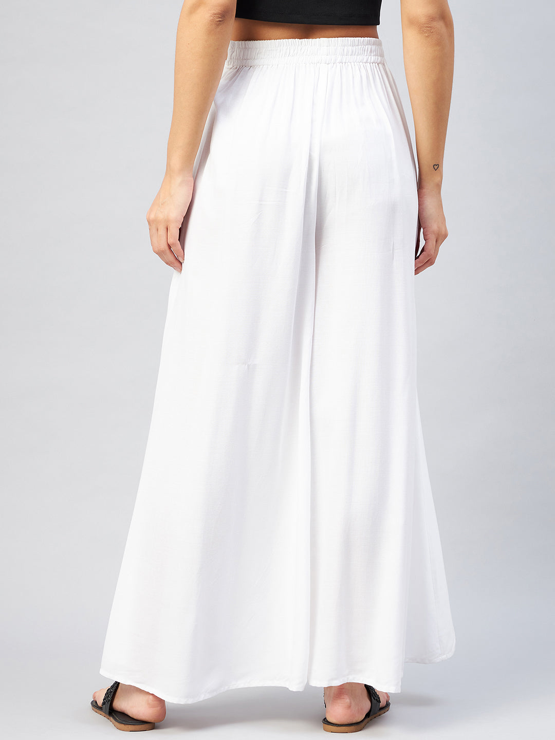 InWeave Solid White Palazzo - Distacart