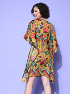 InWeave Women's Mustard Printed Kaftan Dress - Distacart