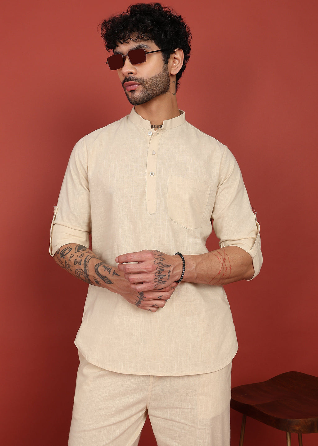 Fabmade Ivory Ease Short Kurta Co-Ord Set