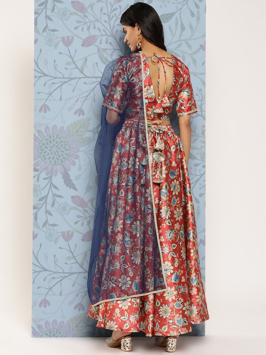 Ahalyaa Printed Zari Ready to Wear Lehenga & Blouse With Dupatta