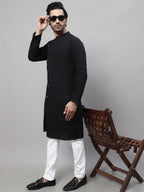 Even Apparels Black Sherwani Kurta With Asymetrical Cut