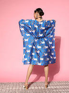 InWeave Women's Ink Blue Indian Bull Print Kaftan - Distacart