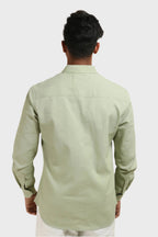Xkind Pista Green Textured Slim Fit Shirt